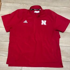 Men’s Adidas Scarlet Nebraska Huskers Sideline Half-Zip Short Sleeve Jacket